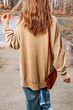 Early Access - Dropped Shoulder Round Neck Long Sleeve Blouse