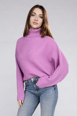 Viscose Dolman Sleeve Turtleneck Sweater