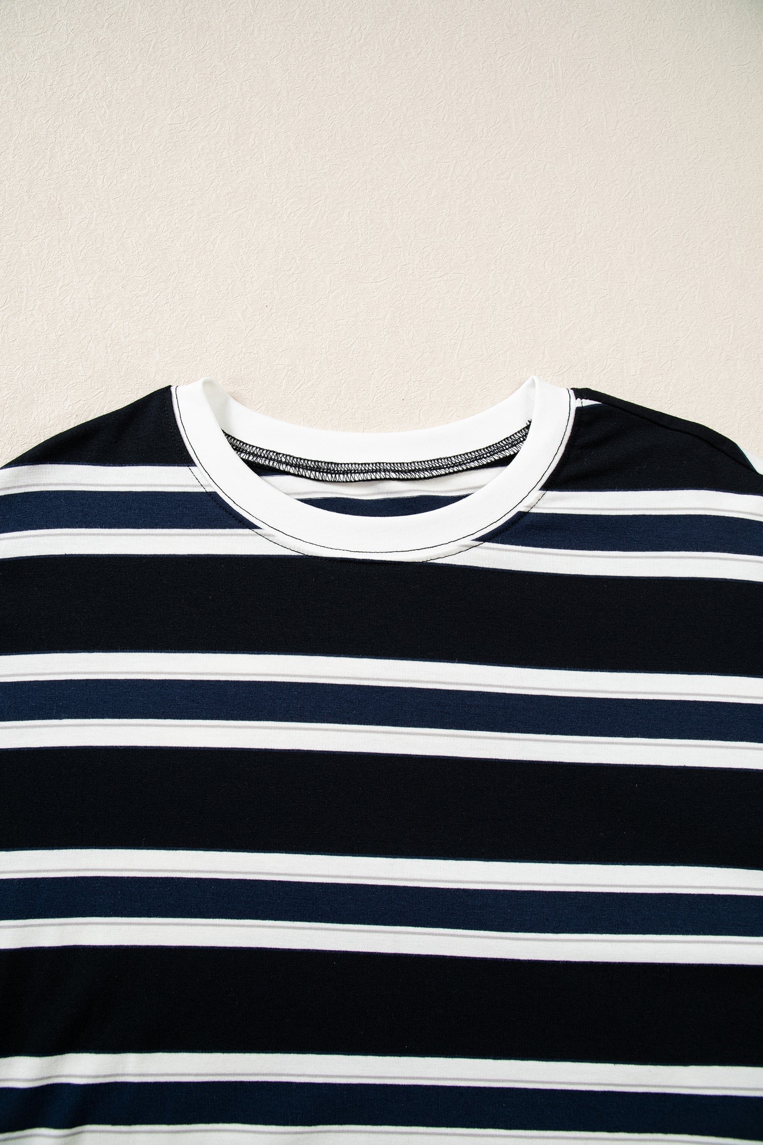 Stripe Colorblock Trim Drop Shoulder Sweatshirt