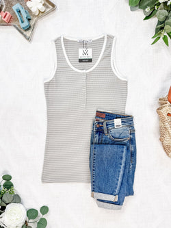 Shiloh Button Snap Tank - Grey
