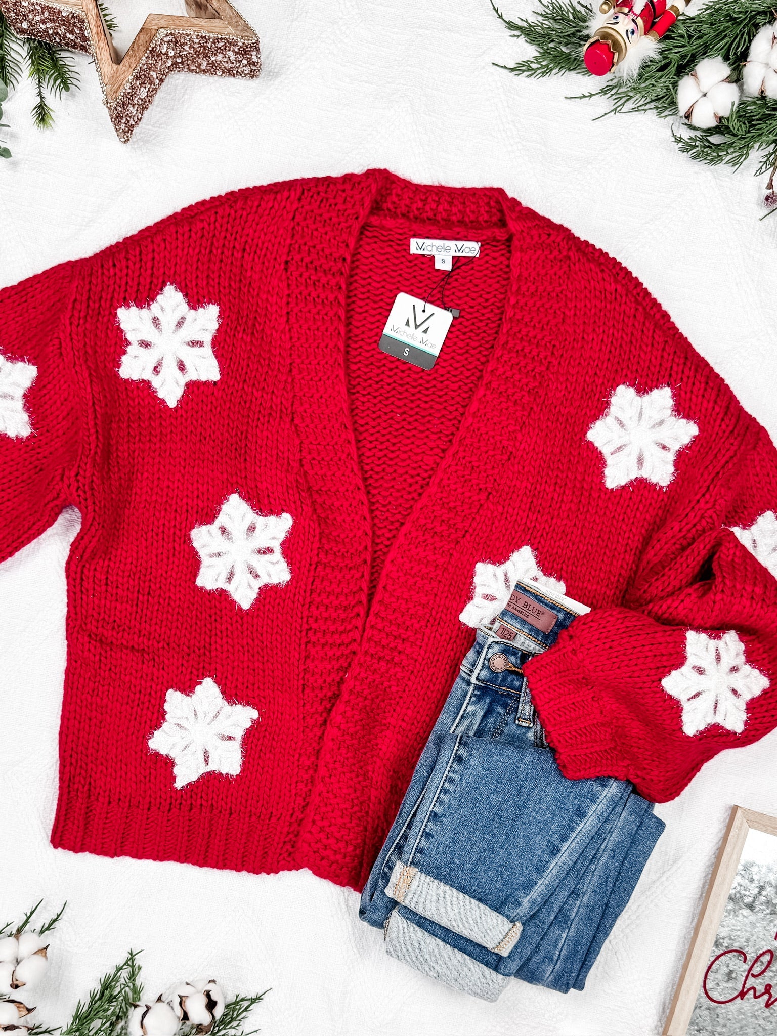 Snowflake Cardigan - Red