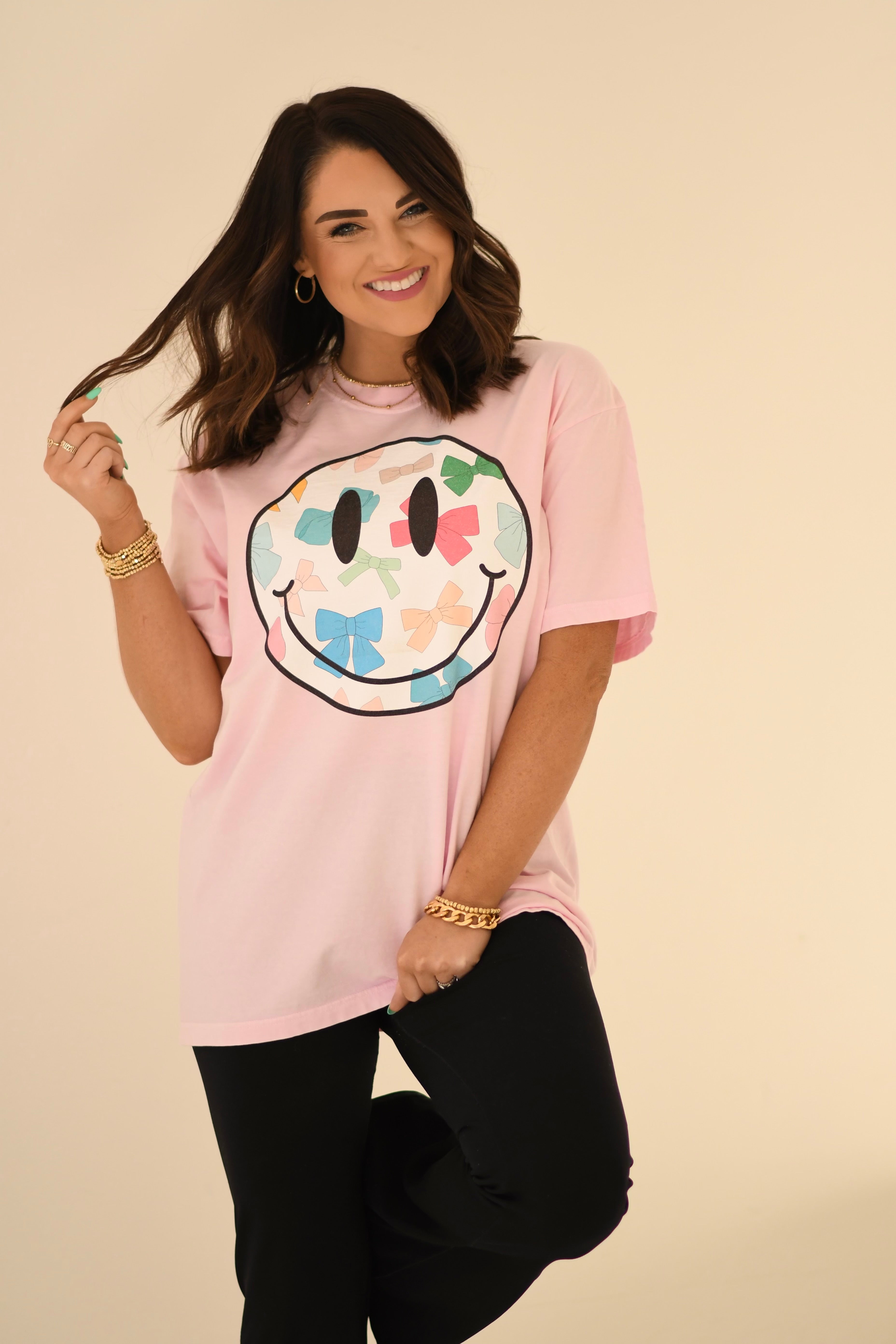 Colorful Bow Smiley Tee