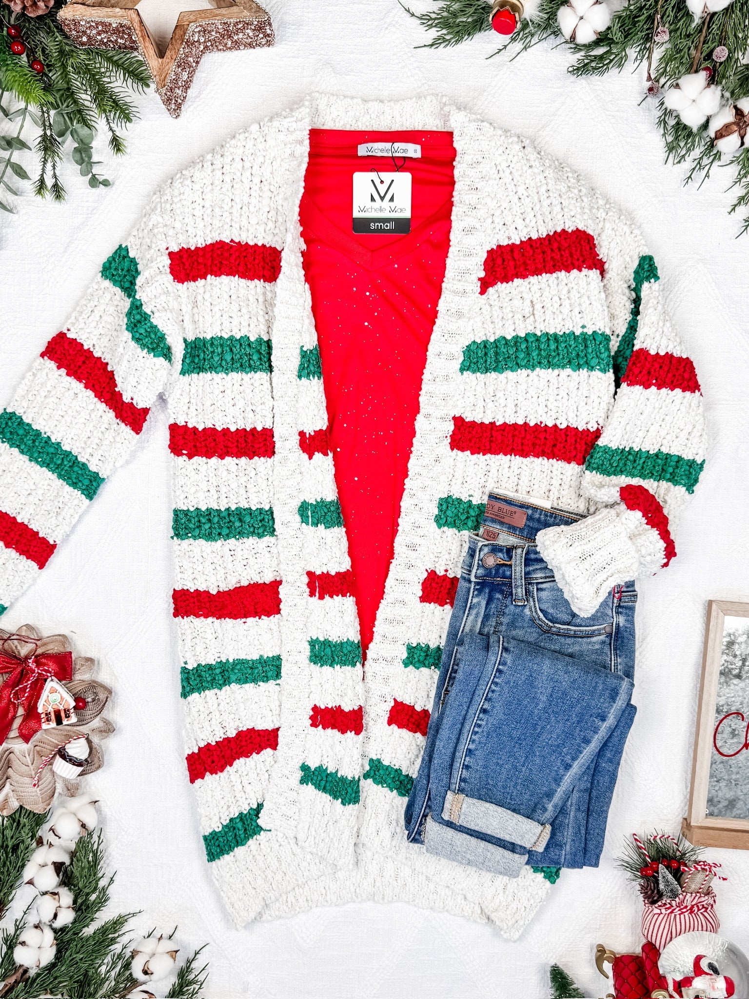 Stripe Cardigan - Christmas Stripe