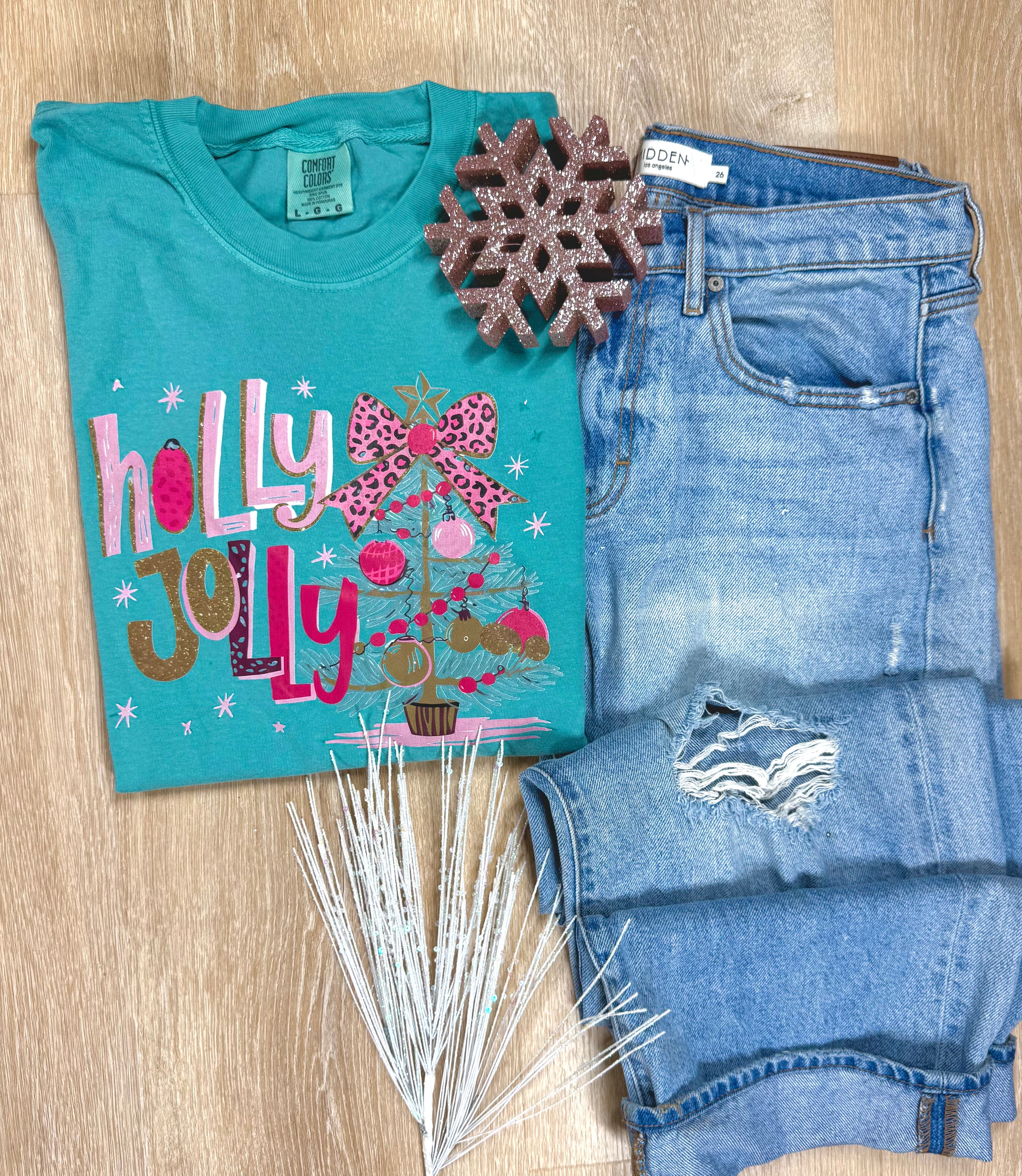 Holly Jolly Pinky Short or Long Sleeve Graphic Tee