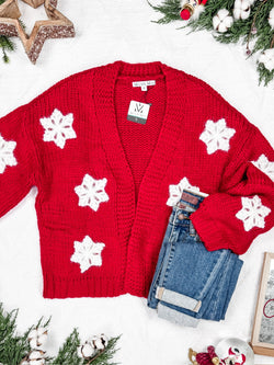 Snowflake Cardigan - Red