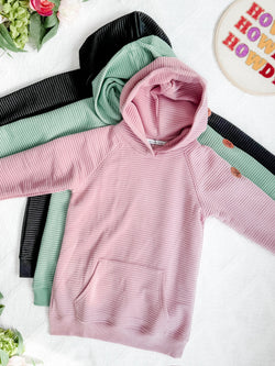 Tatum Textured Pullover Hoodie - Rose