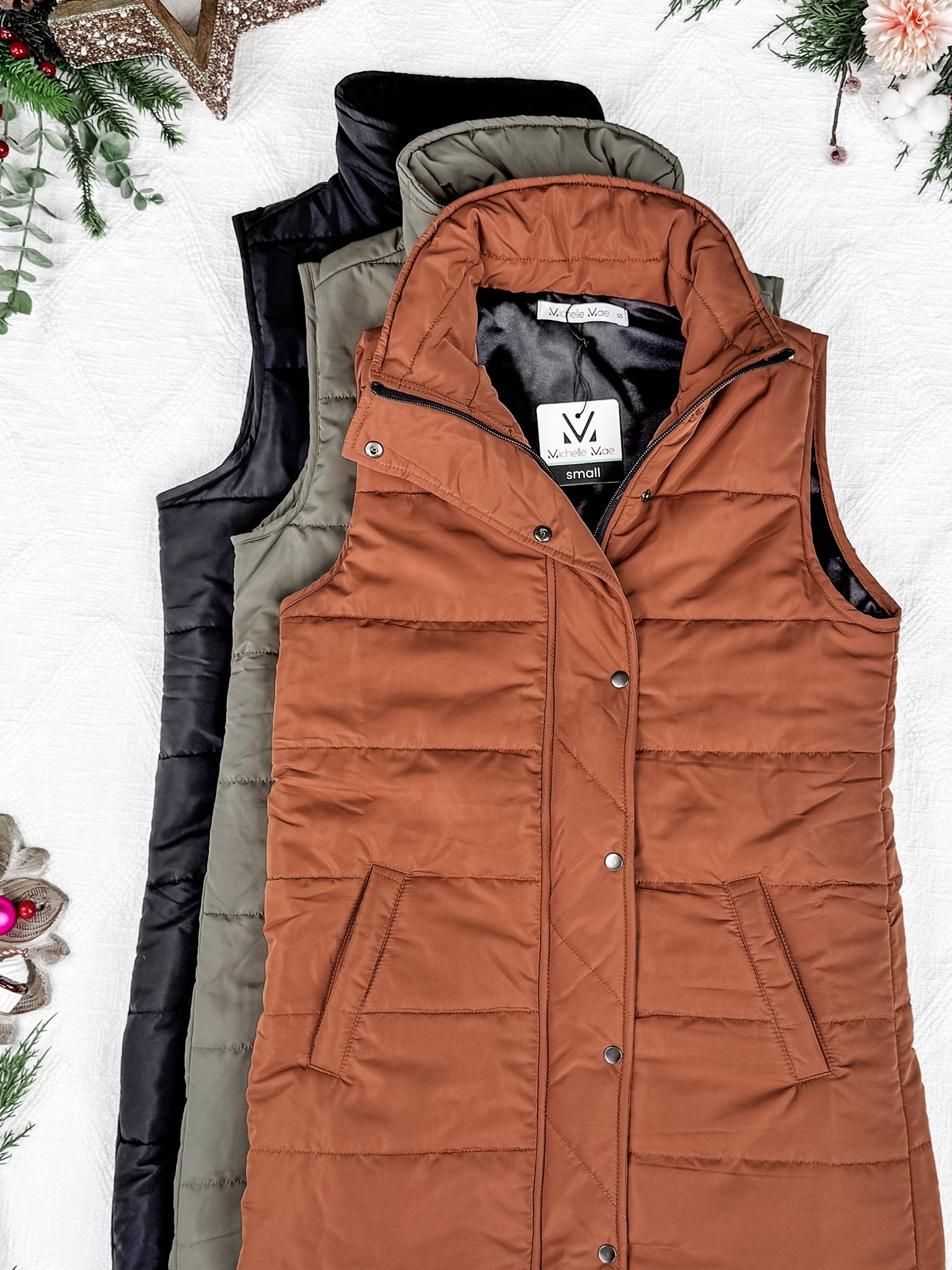 Harlow Long Vest - Cinnamon