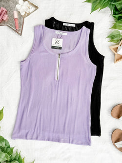 Mila Zipper Tank - Lavender