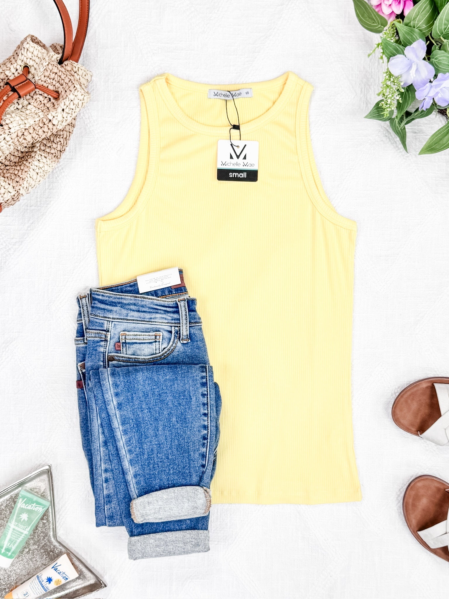 Tara Ribbed Tank - Yellow