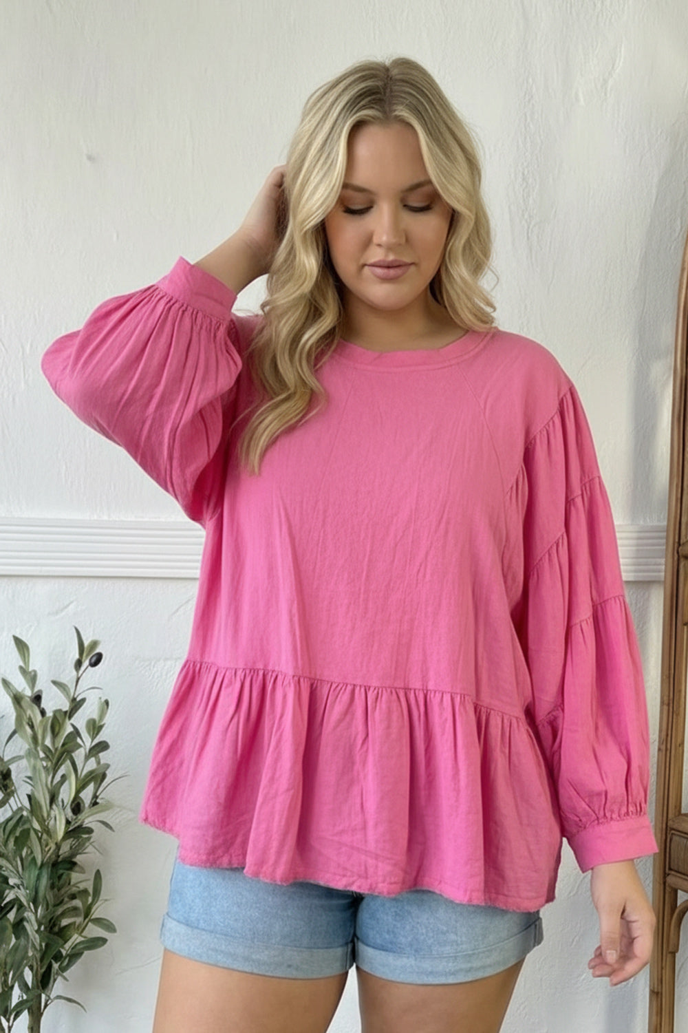 With Gentle Grace Pink Cotton Blouse