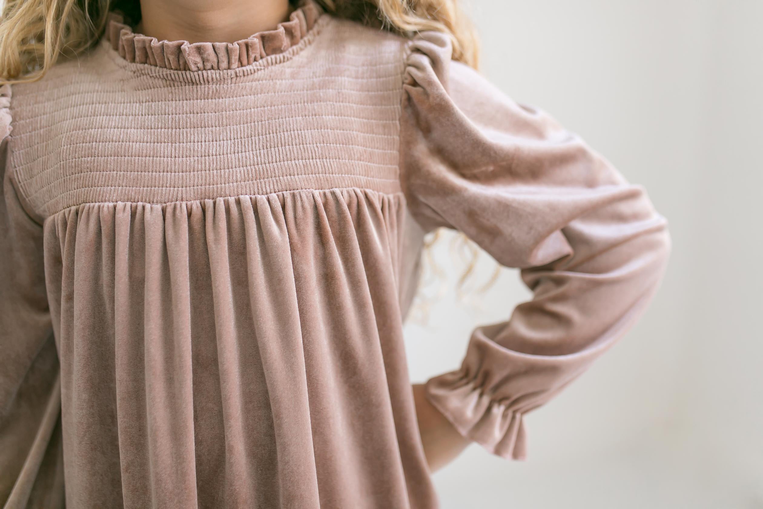 Alexa Champagne Velvet Dress