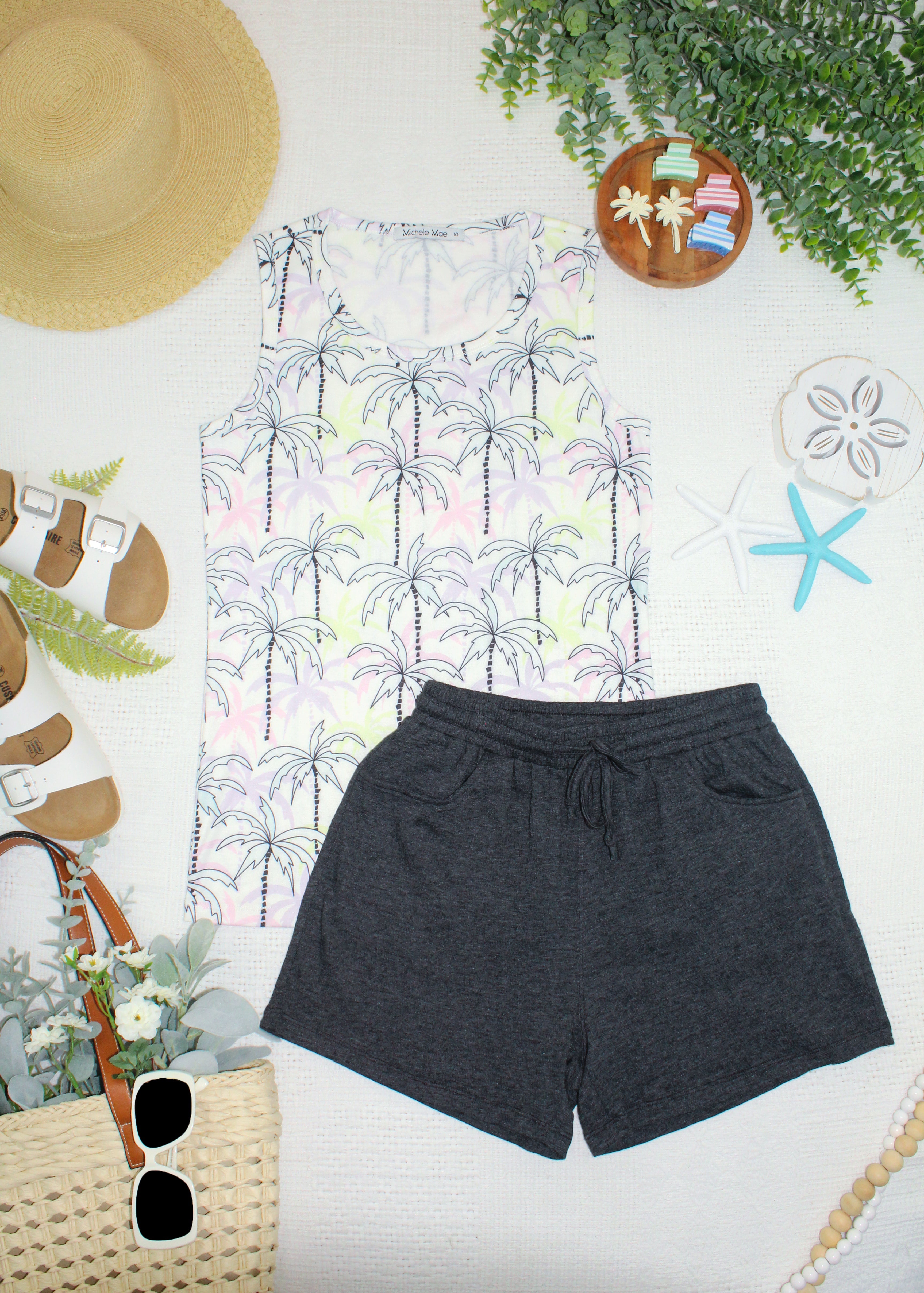Candice Crinkle Shorts - Charcoal