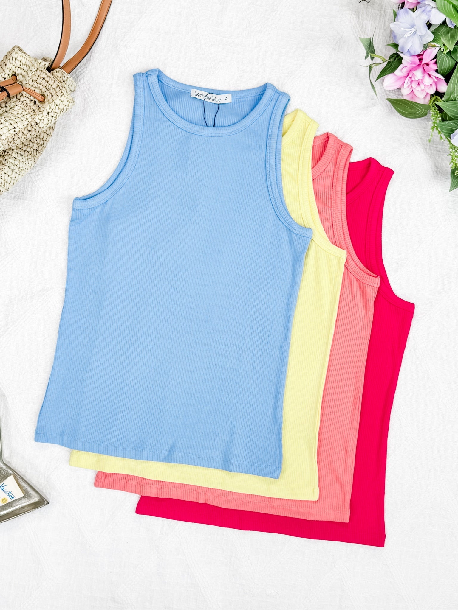 Tara Ribbed Tank - Coral