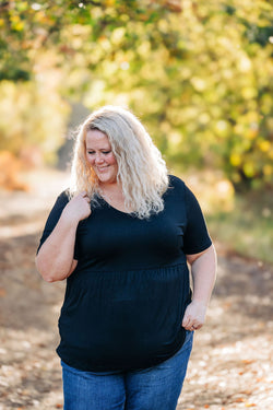 Sarah Ruffle Short Sleeve - Black