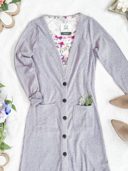 Colbie Ribbed Cardigan - Lavender