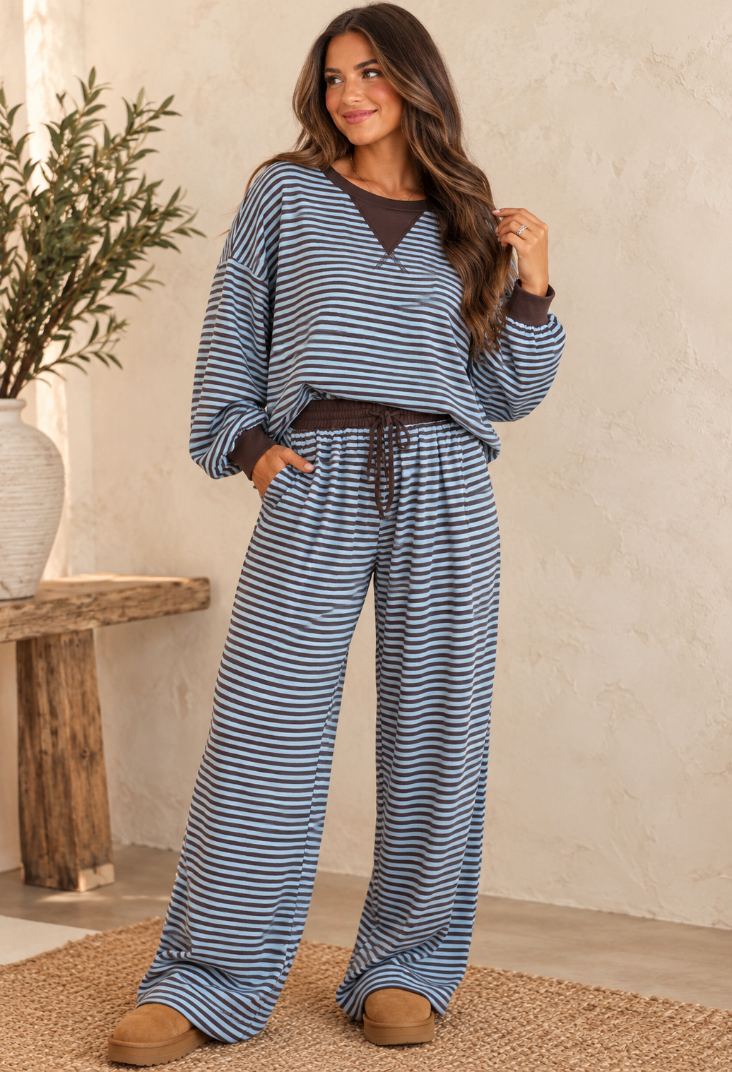 Brown Stripe Two Piece Set WTW