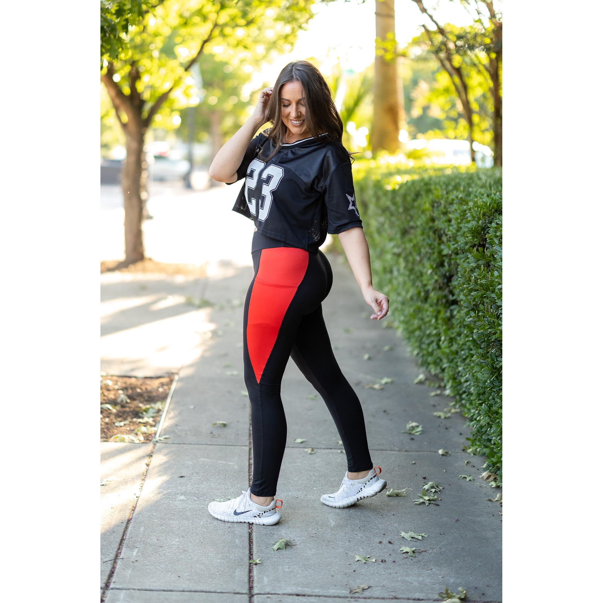 Ready to Ship | The Roxie - Red Panel Full Length Leggings