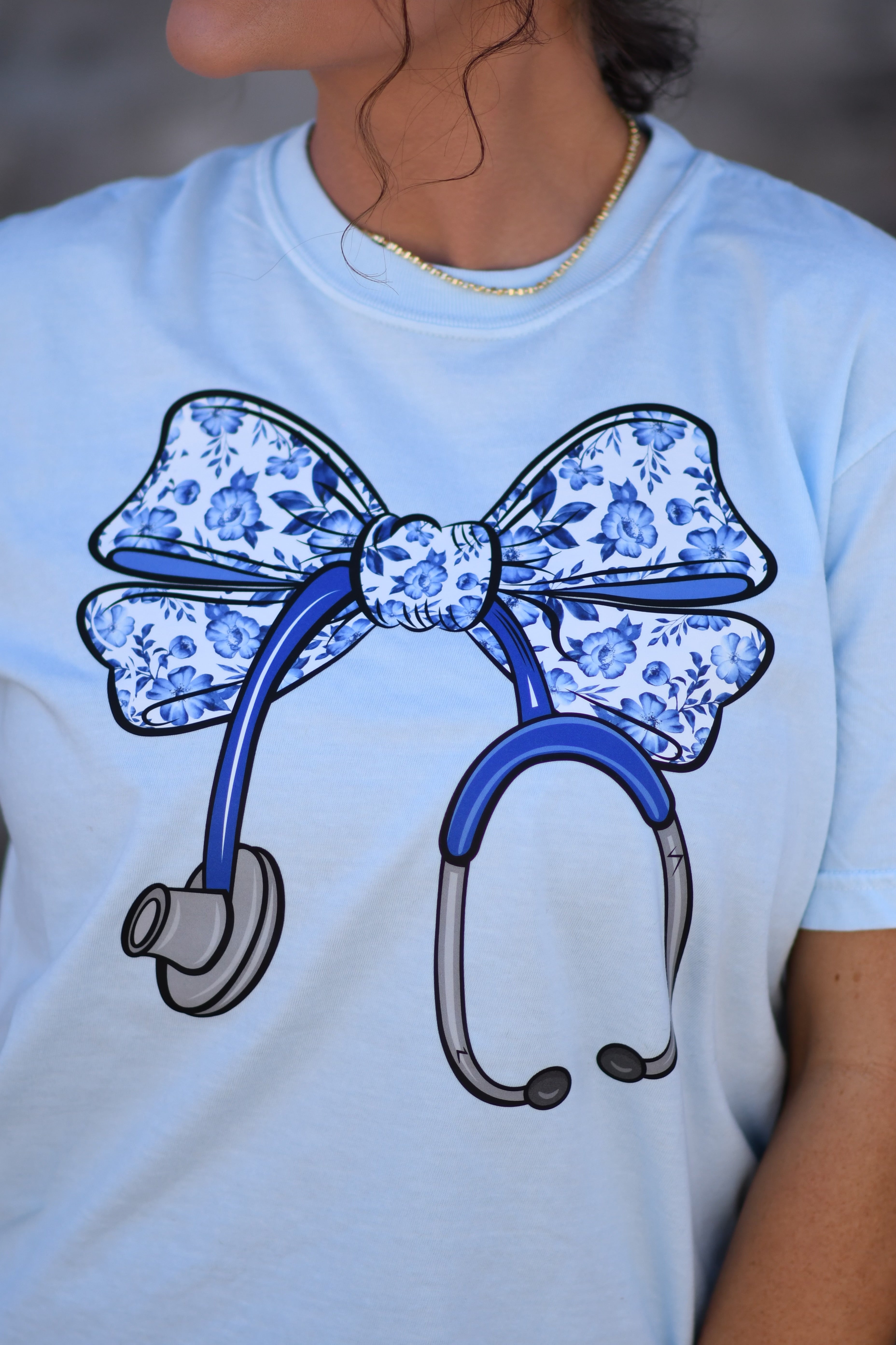 Floral Stethoscope Tee