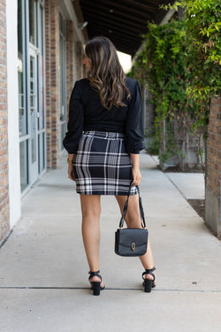 PreOrder | The Amelia - Black And White Plaid Jogger Skirt