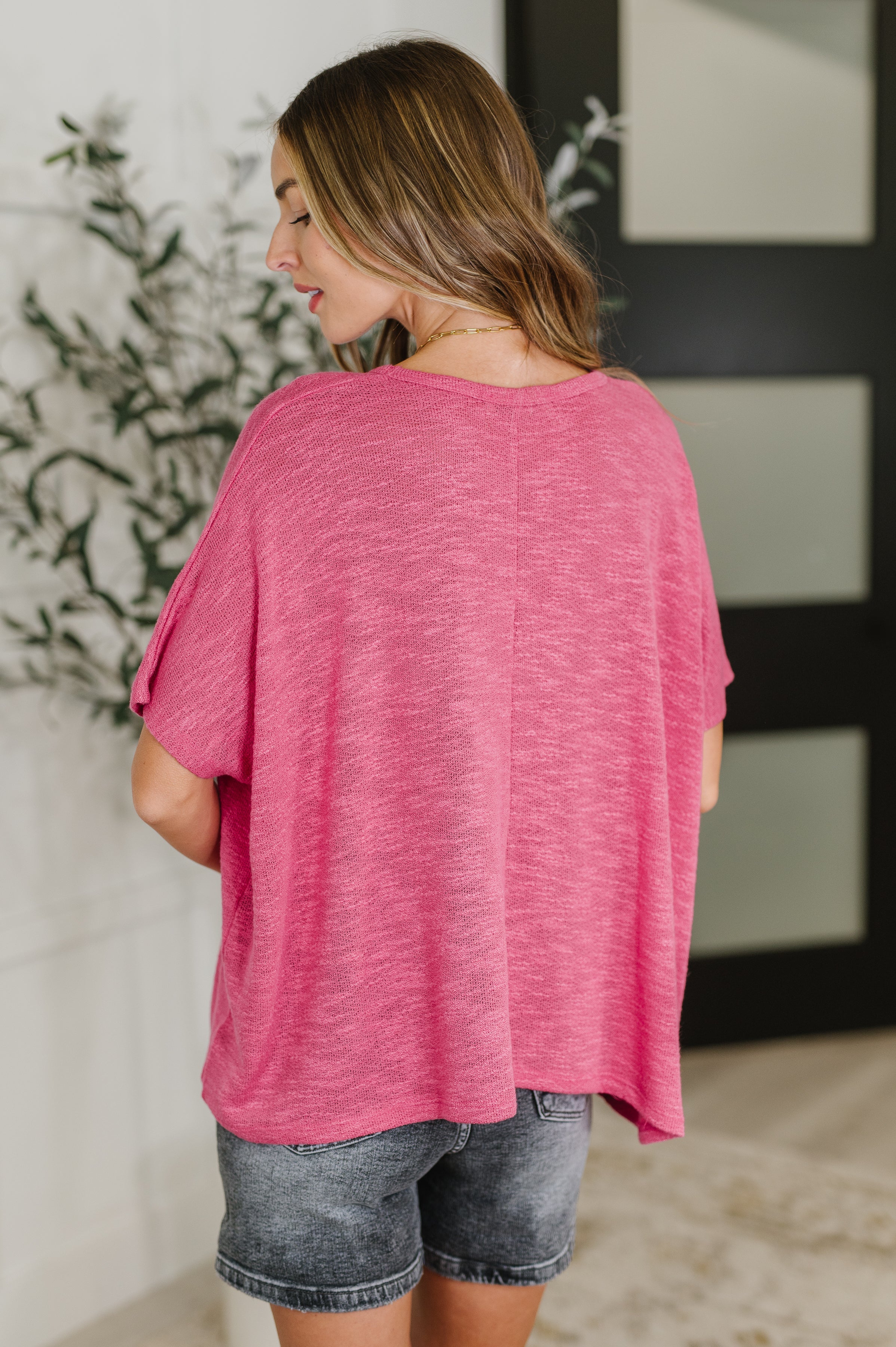 Basically Flowing Dolman Sleeve Top in Hot Pink
