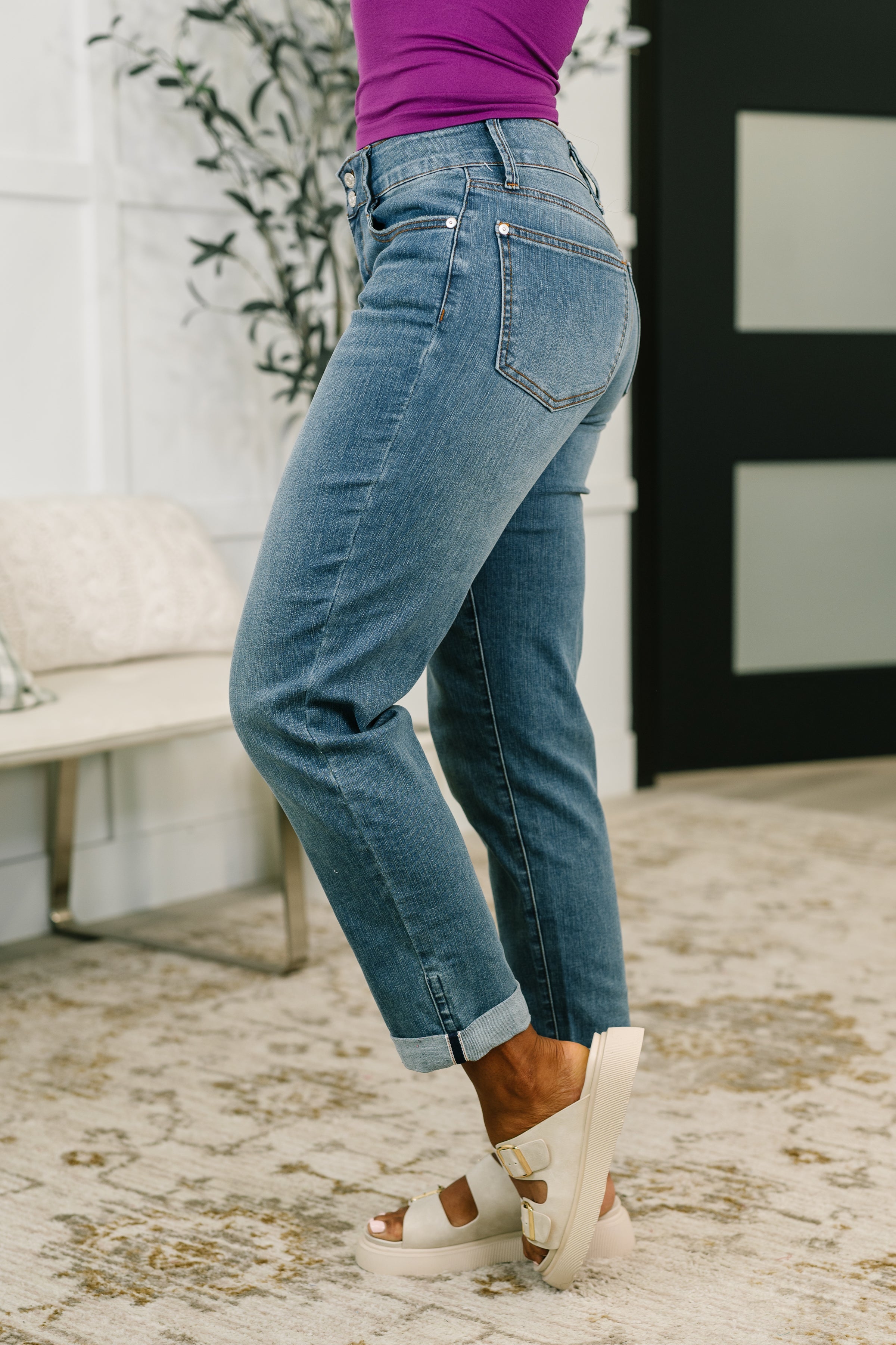 Becky Mid Rise Cool Denim Boyfriend  Jean