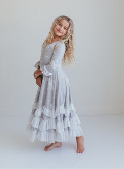 Beige Floral Ruffles Dress