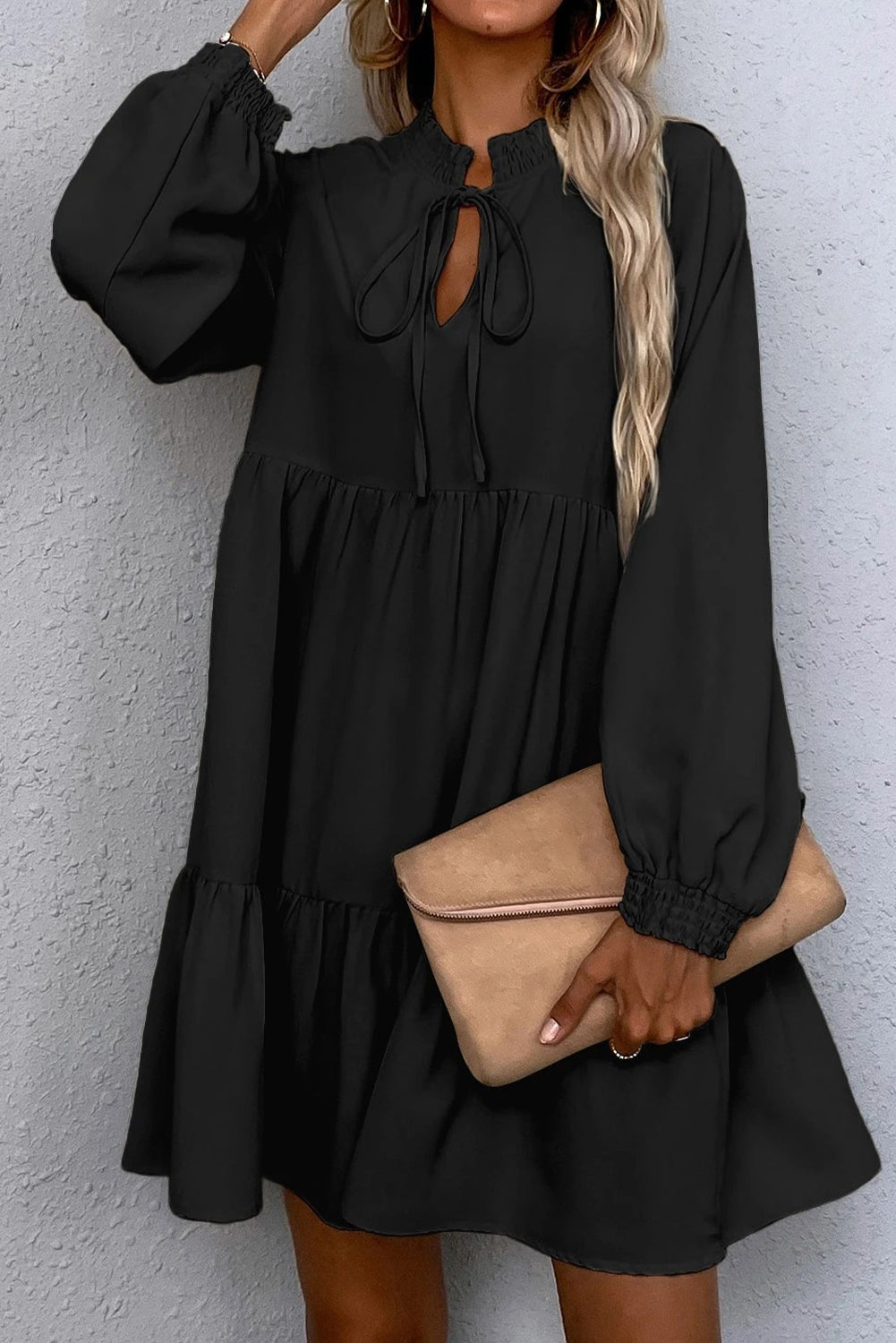 Black Tie Ruffle Dress WTW