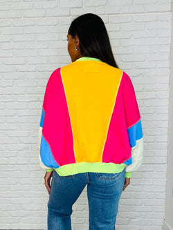 Blockbuster Color Block Pullover in Bright