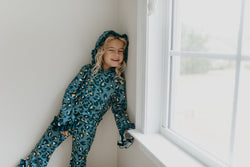 Blue Leopard Hooded Set