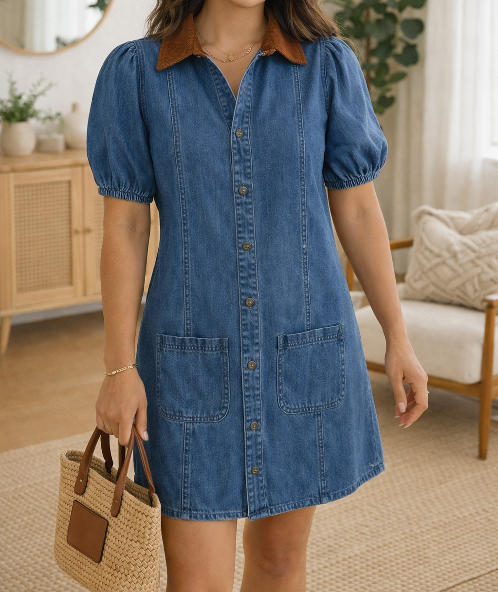 Blue Denim Colorblock Dress WTW