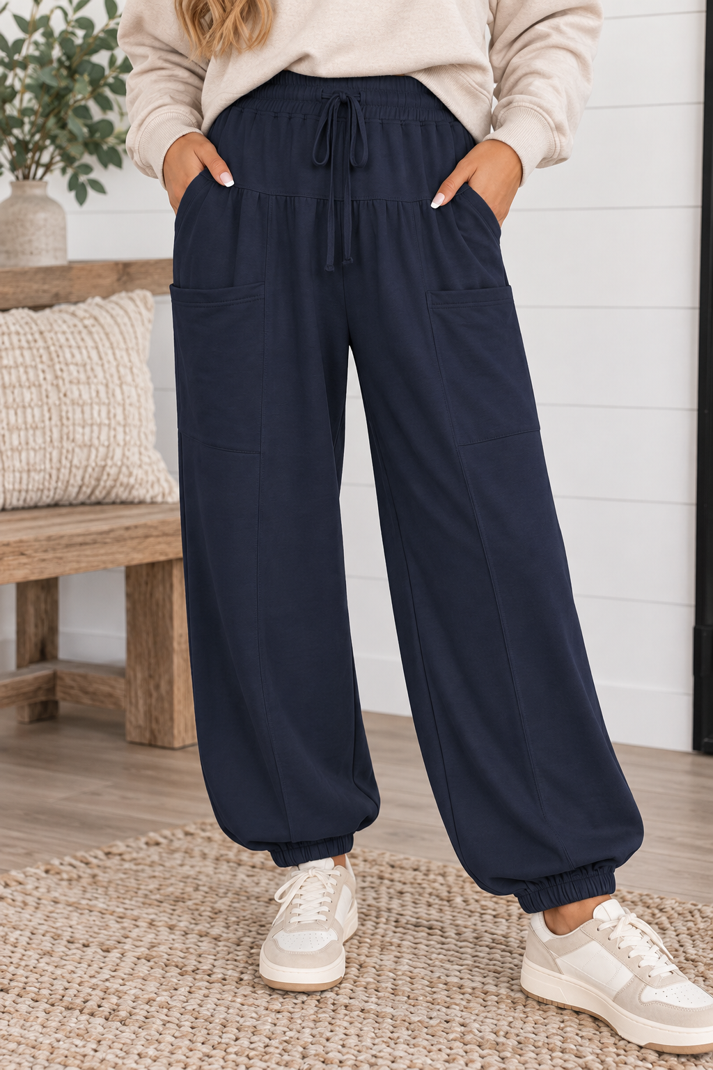 Blue Elastic Drawstring Pants WTW