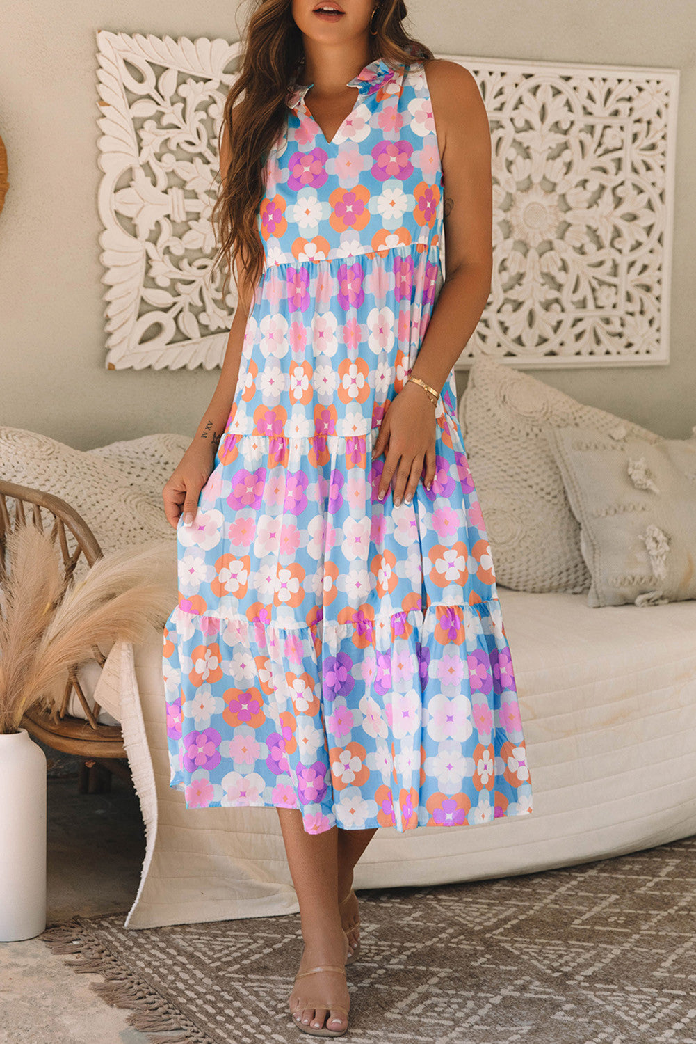Blue Floral Frilly Dress WTW