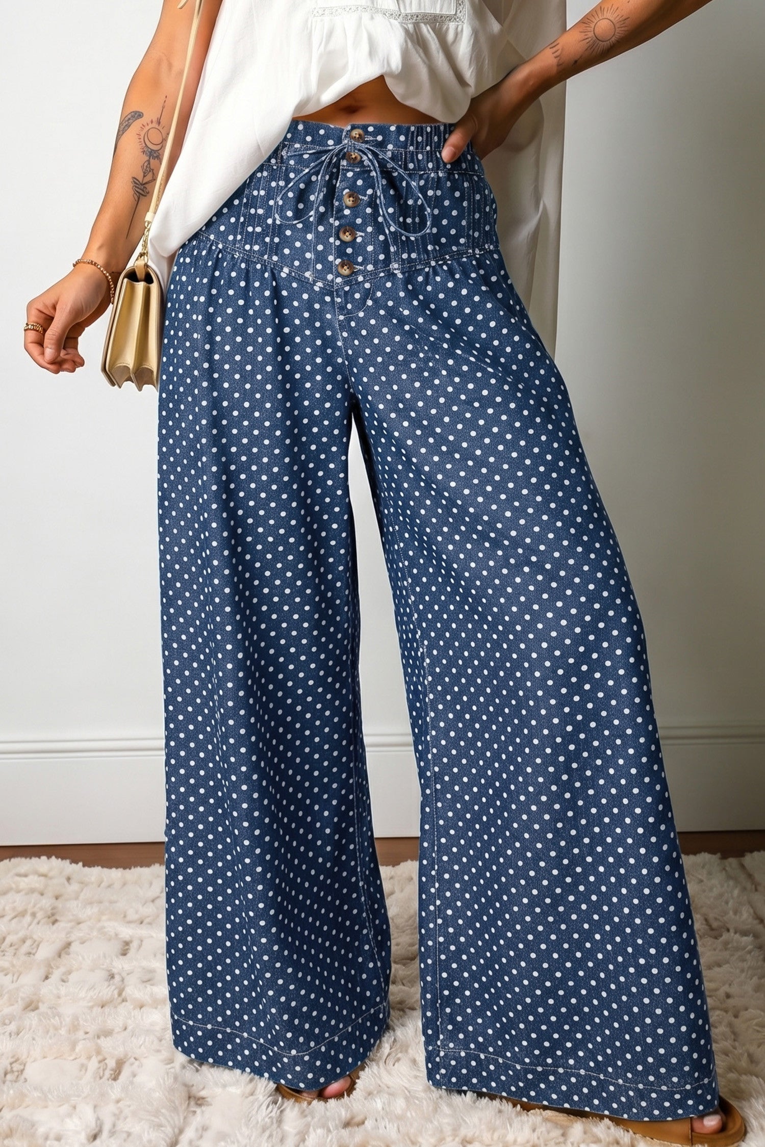 Blue Polka Dot Wide Jeans WTW