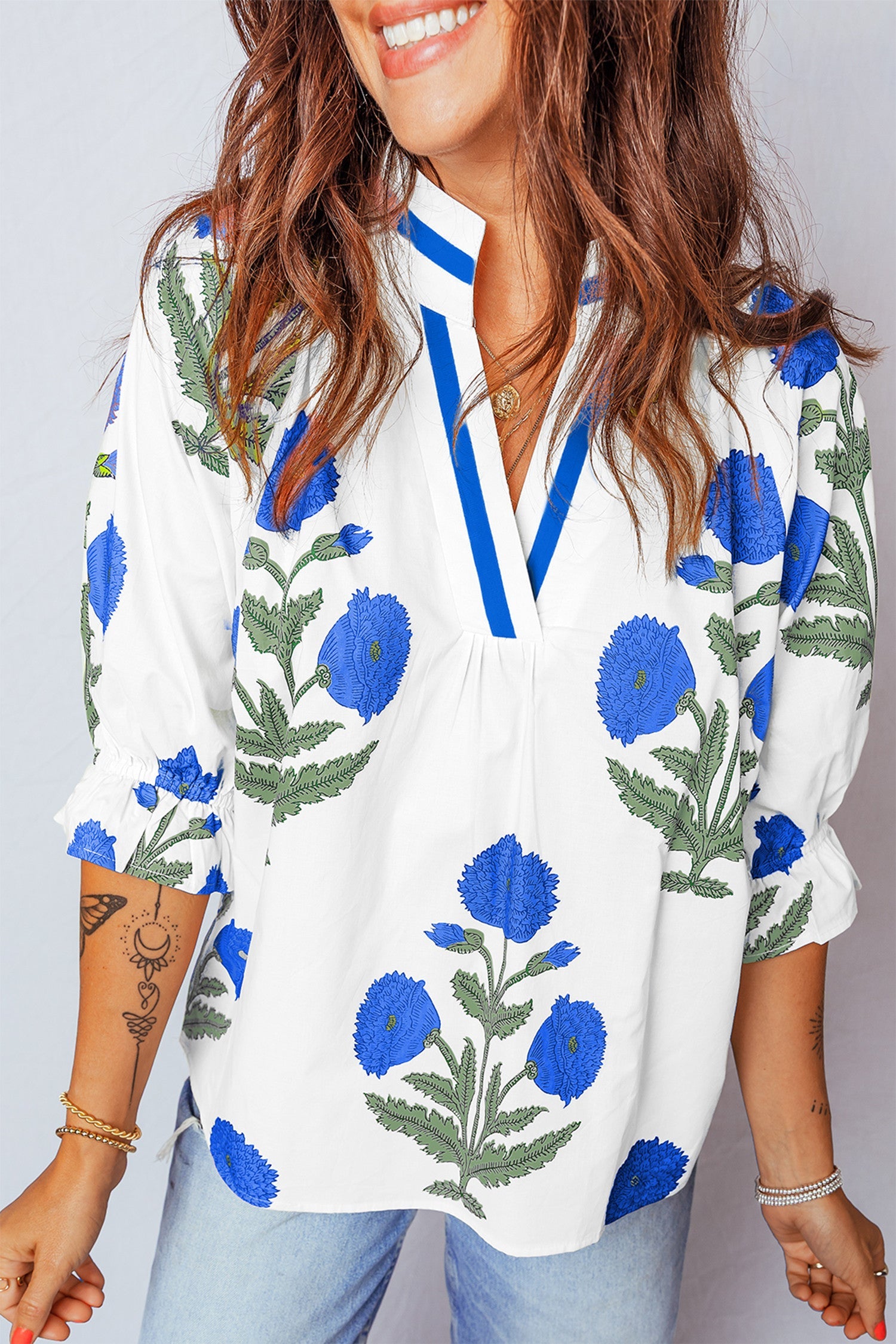 Blue Wild Flower Blouse WTW