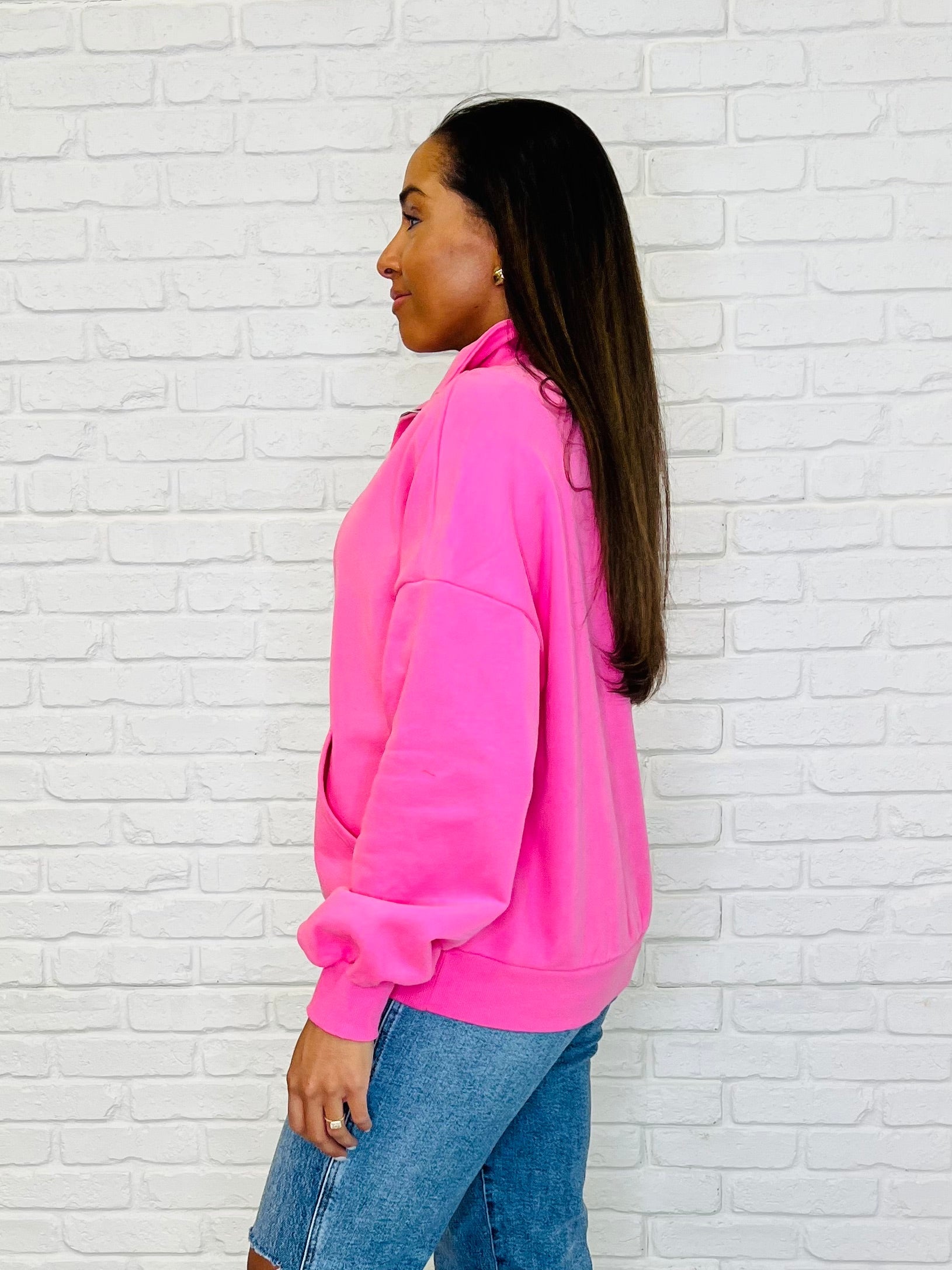 Bonbon Delight Half Zip Pullover in Pink