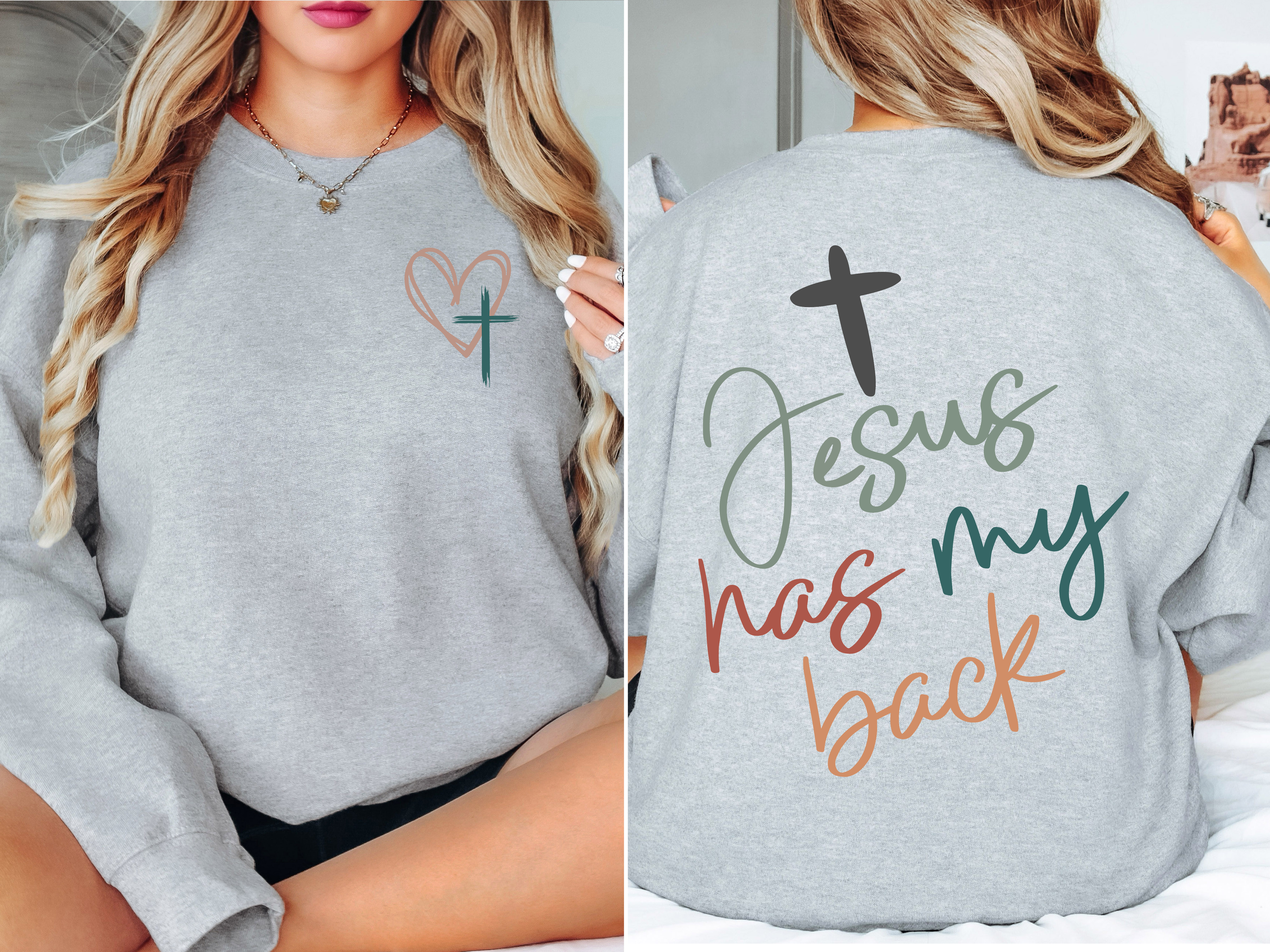 Jesus Has My Back Graphic Sweatshirt