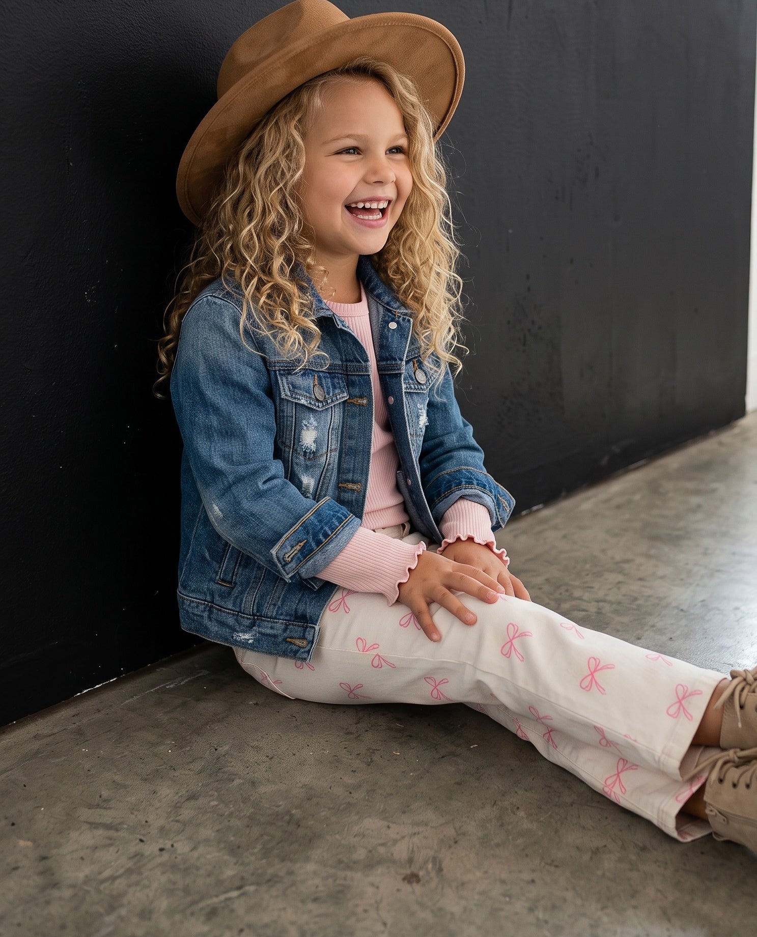 Pink Bow Flare Jeans