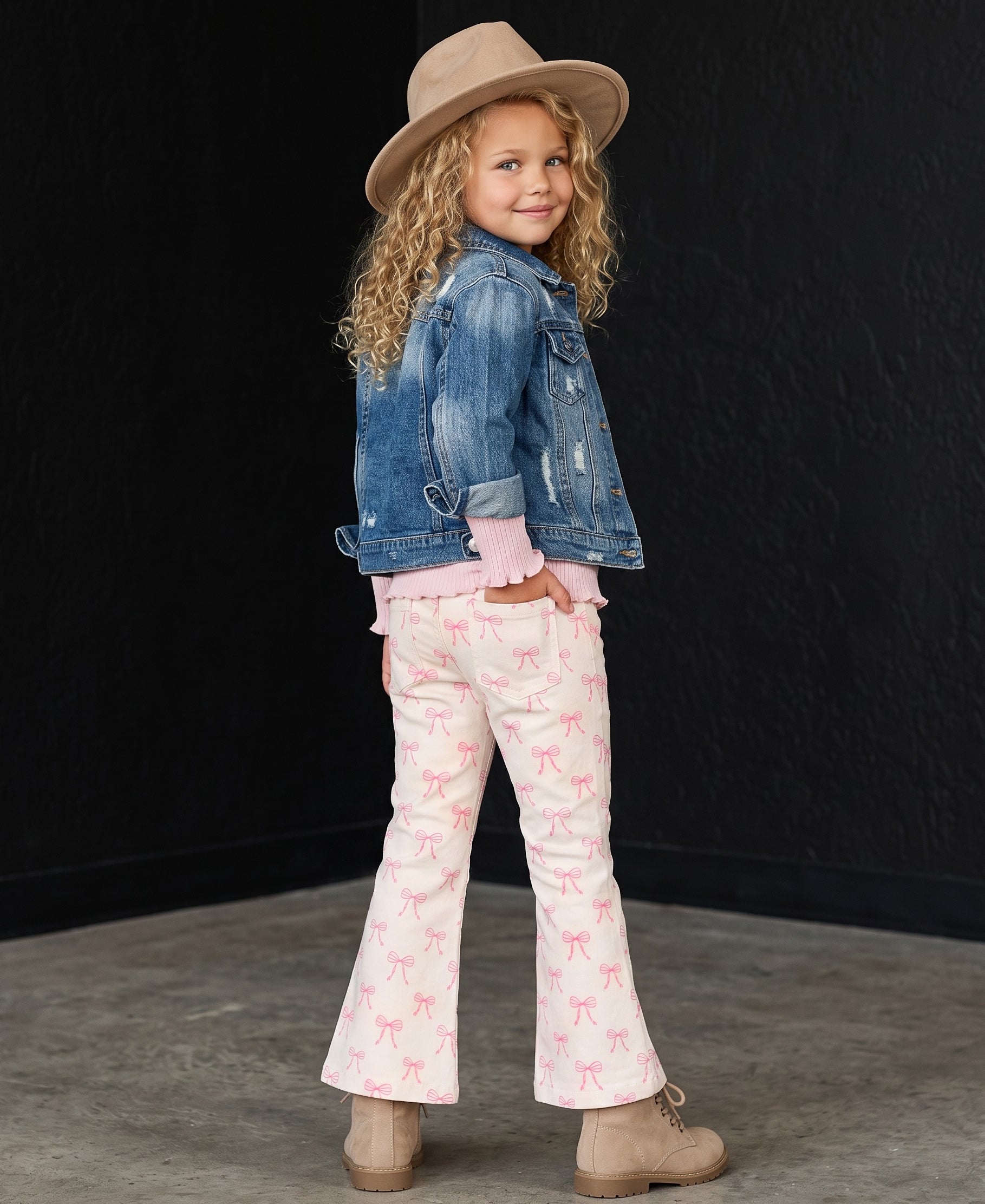 Pink Bow Flare Jeans