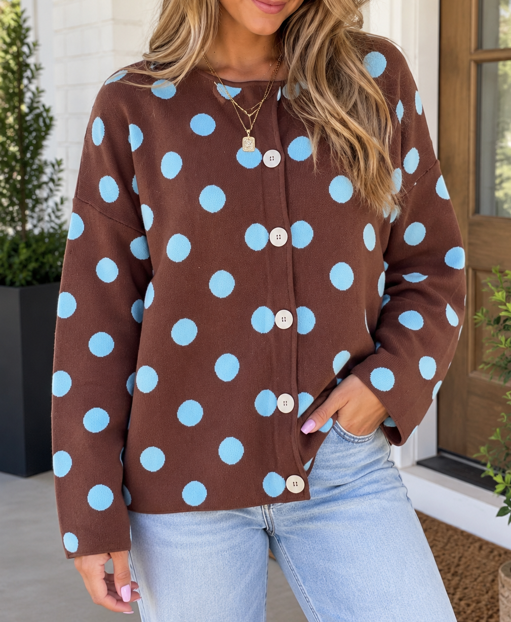 Brown Polka Dot Button Cardigan WTW