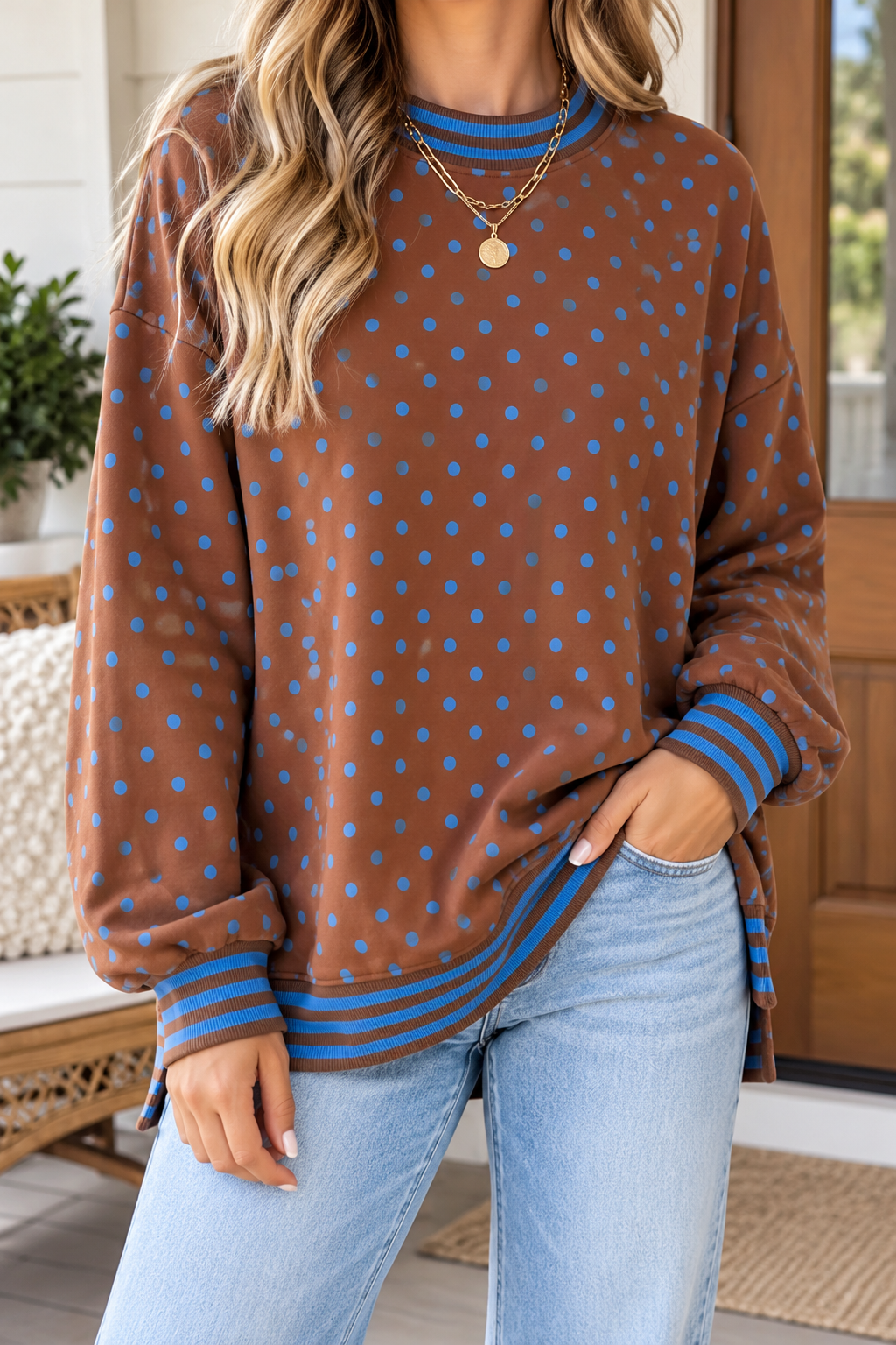 Brown Polka Dot Sweatshirt WTW
