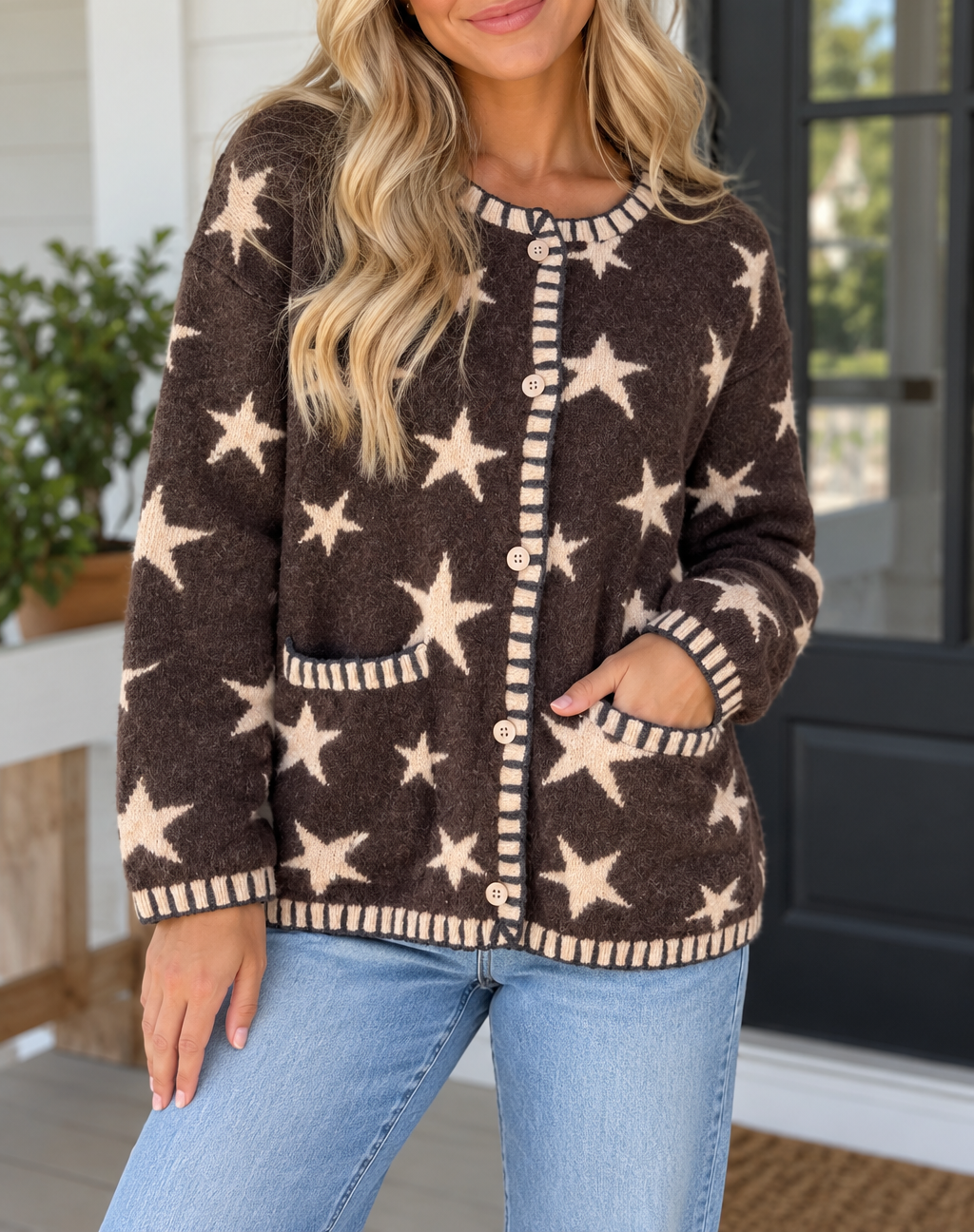Brown Star Pattern Cardigan WTW