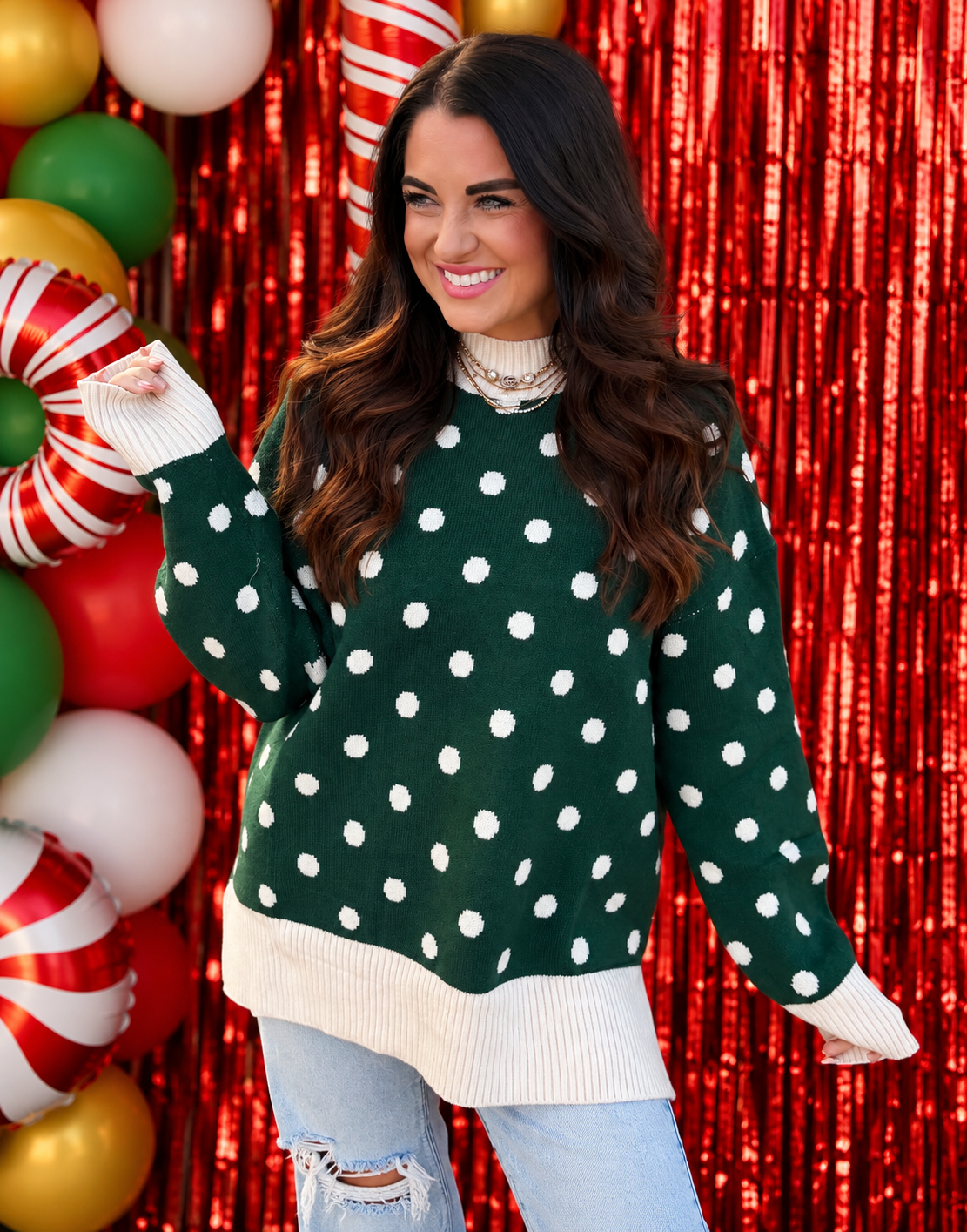 Polka Dot Slit Sweater *PRE ORDER* Early December