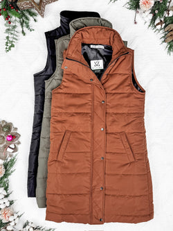 Harlow Long Vest - Cinnamon