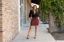 PreOrder | The Helena  - Red Plaid Jogger Skirt