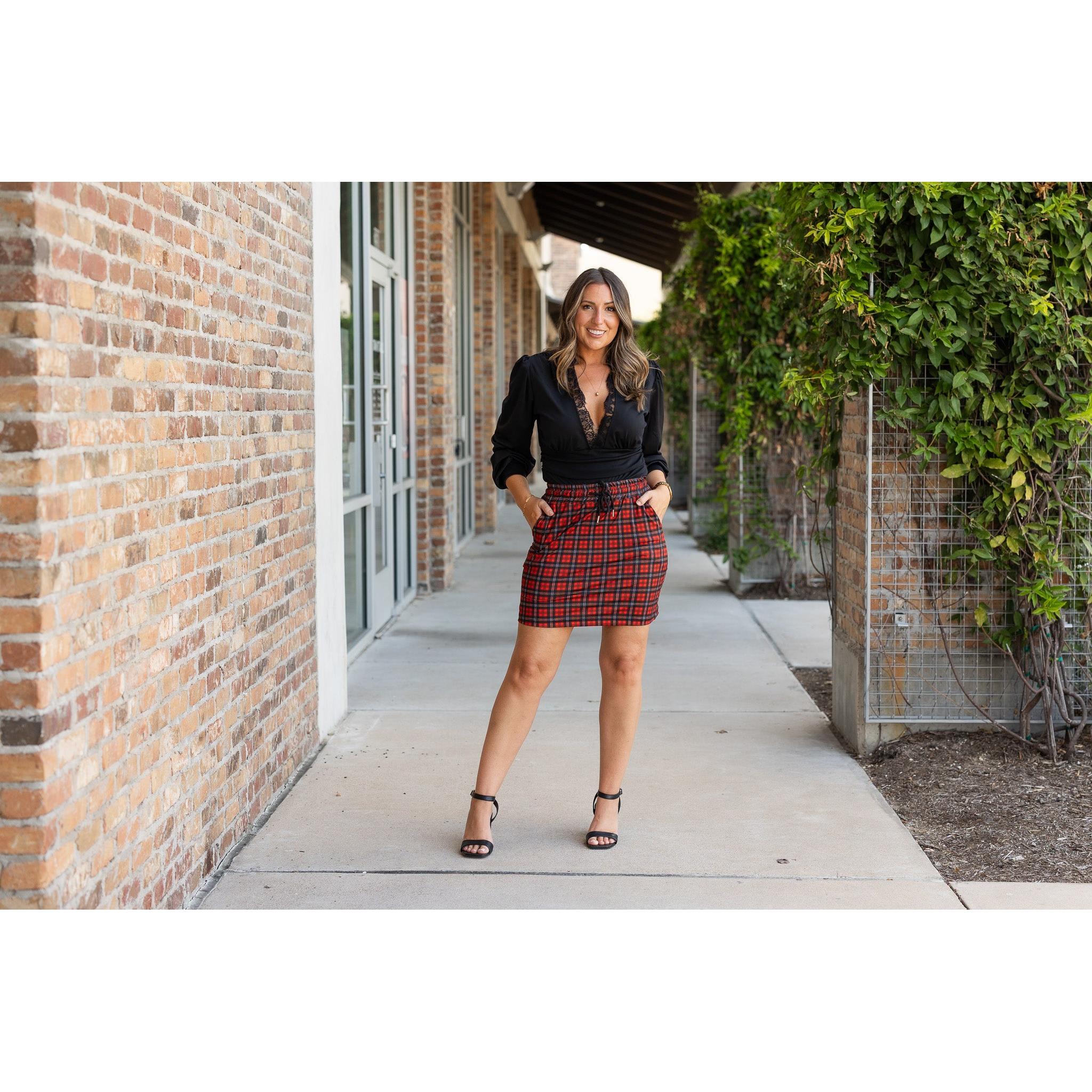 Ready to Ship | The Helena – Red Plaid Jogger Skirt ❤️🖤