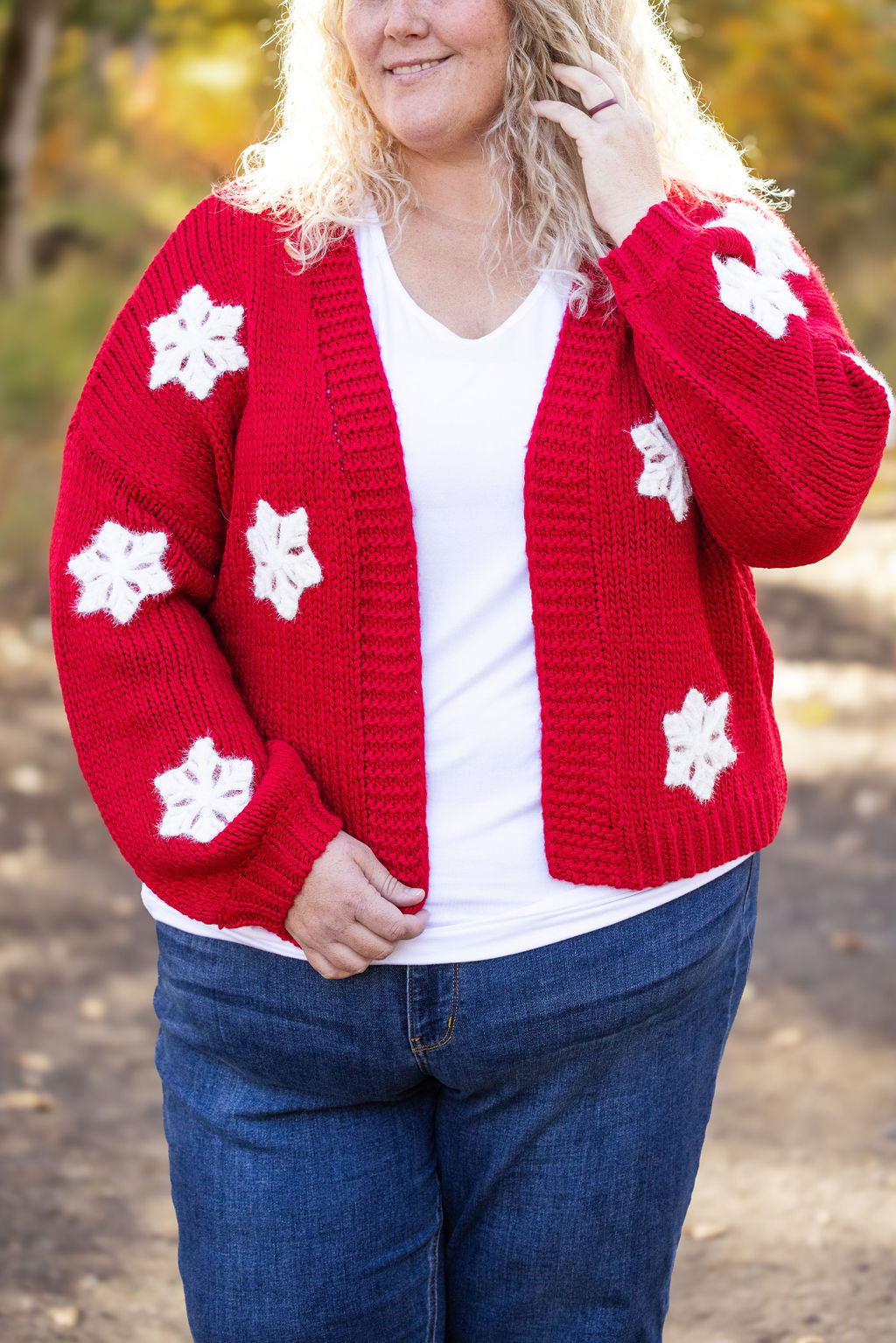 Snowflake Cardigan - Red