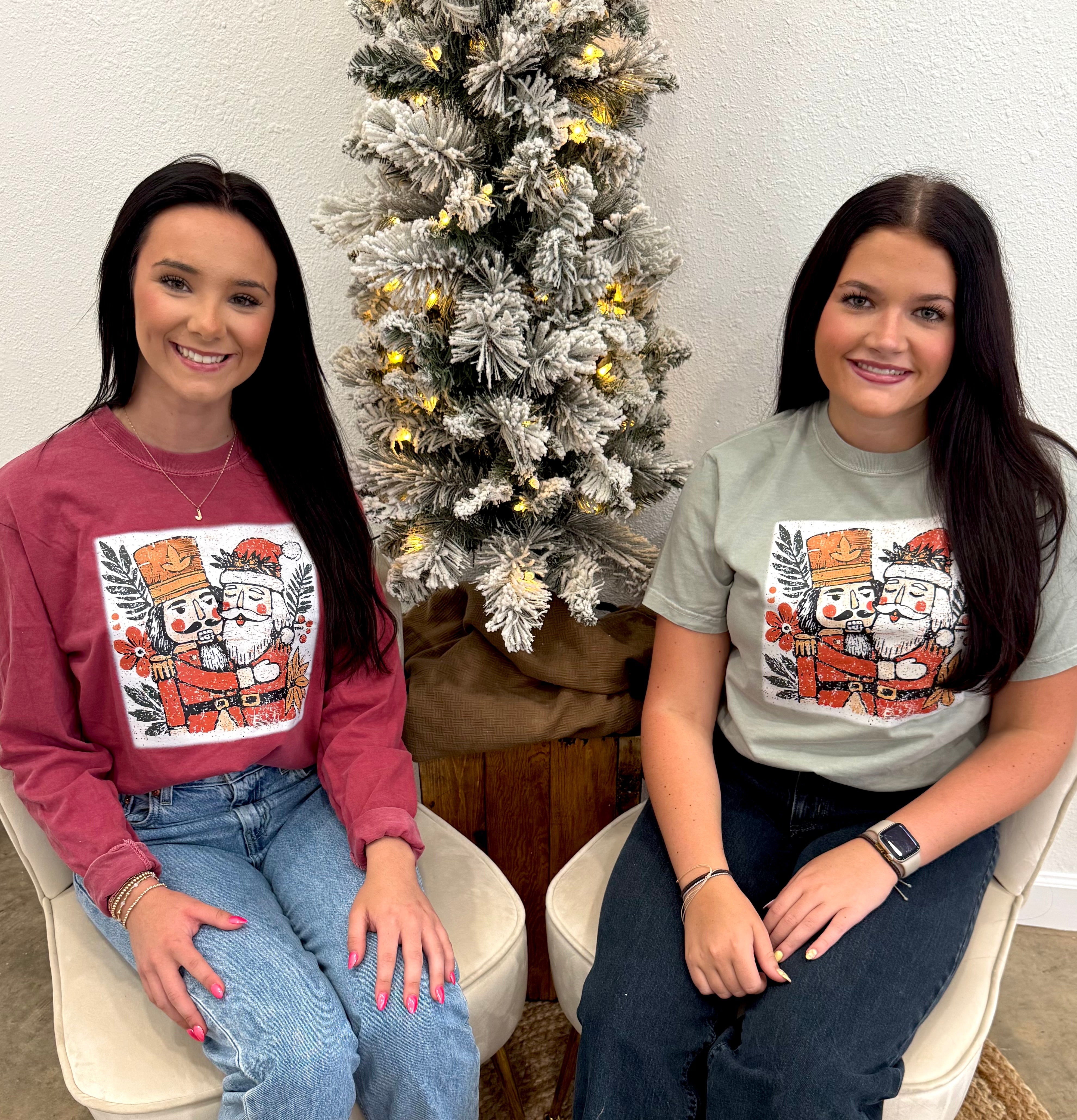 Distressed Santa Nutcracker Short or Long Sleeve Graphic Tees