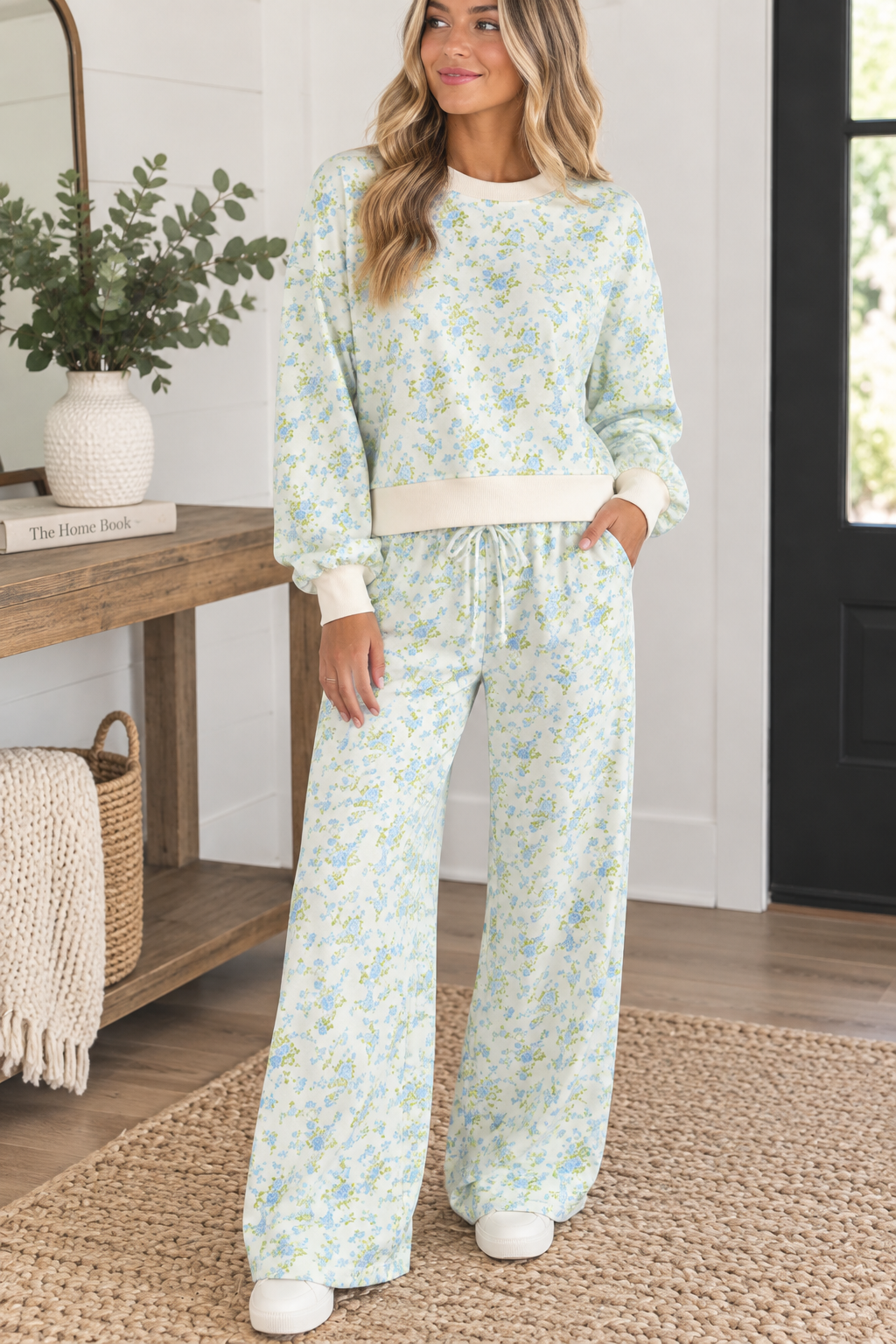 Blue Floral Drawstring Set WTW