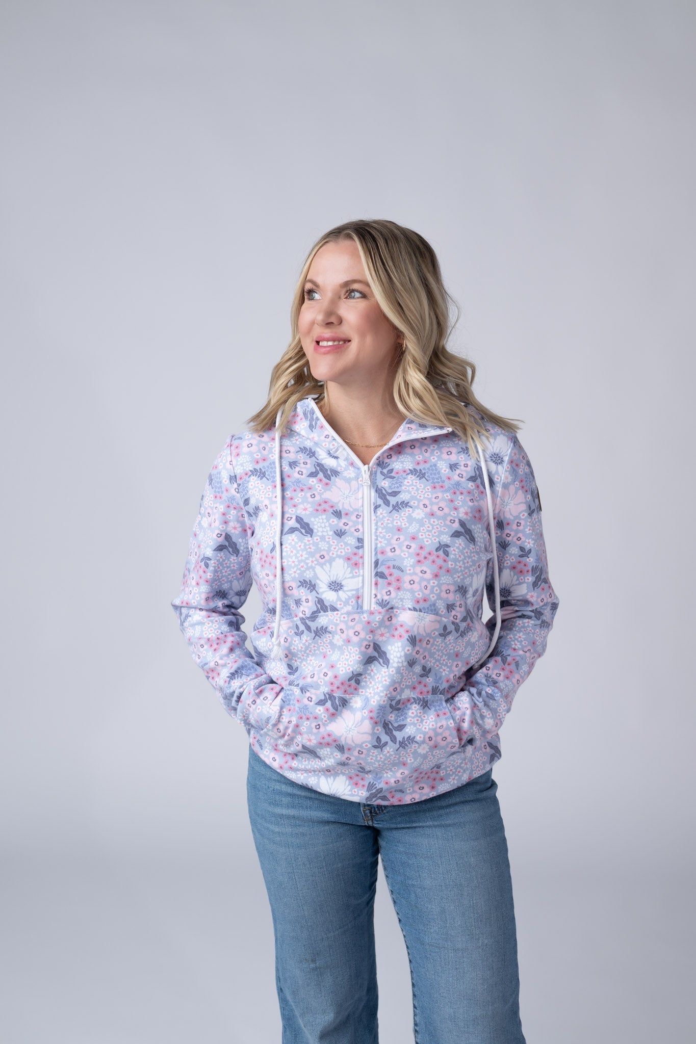 HalfZip Hoodie - Ditsy Blush Floral