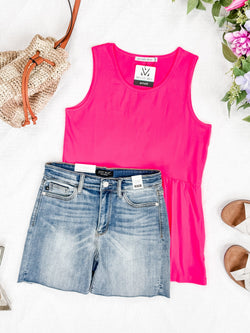 Renee Ruffle Tank - Neon Pink